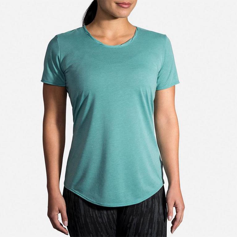 Brooks Distance Women's Short Sleeve Running Shirt - Blue (98710-NHMX)